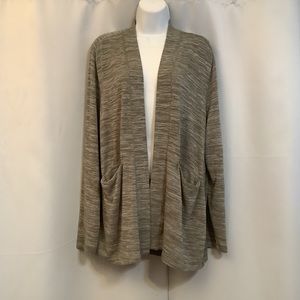 Roots Cardigan Women’s XL Open Front Olive Green Mix Grey